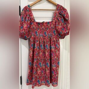 Zara Pink and Blue Floral Dress